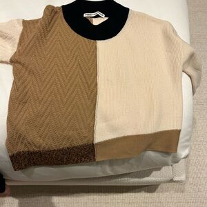 Veronica Beard Tan and Cream Sweater